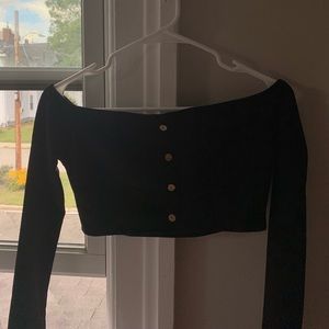 Black Long Sleeve Crop Top